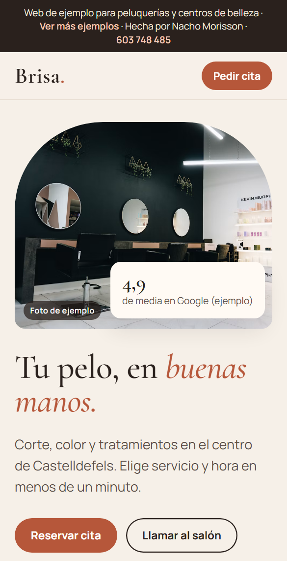 Web de ejemplo para una peluquería